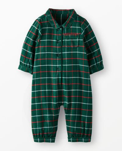Holiday HannaSoft™ Flannel Sleeper in Green Windowpane Plaid - main