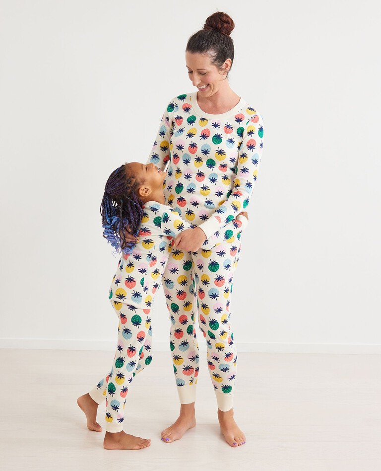 Women's Long John Pajama Pant in Sweet Summertime on Ecru - main