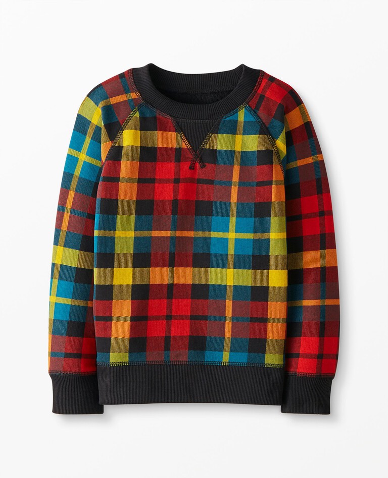 Holiday Print Sweatshirt In French Terry in Rainbow Plaid - main