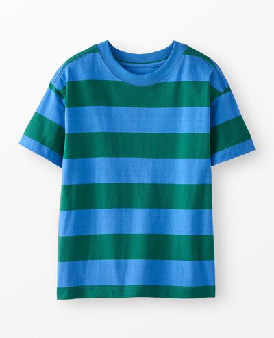 Relaxed Fit Striped T-Shirt in Bluest Sky/Fir Tree - main