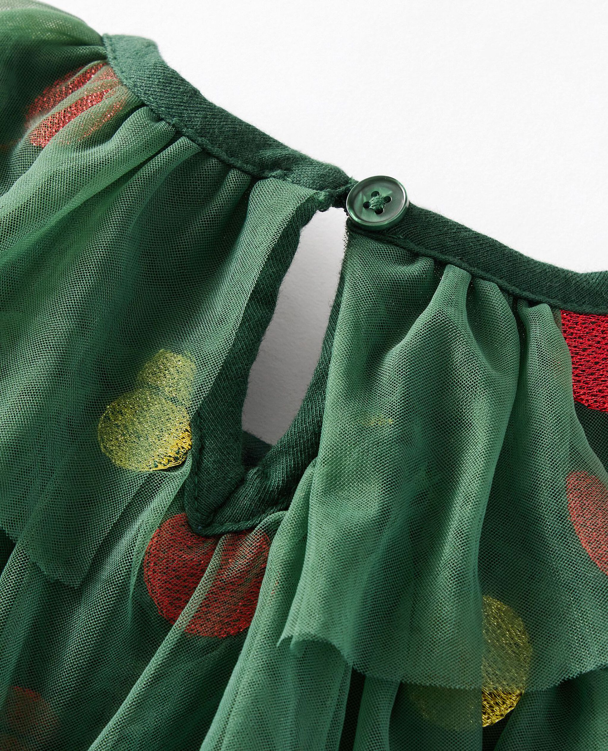 Baby Tulle Christmas Tree Dress in Ornaments Embroidery - main