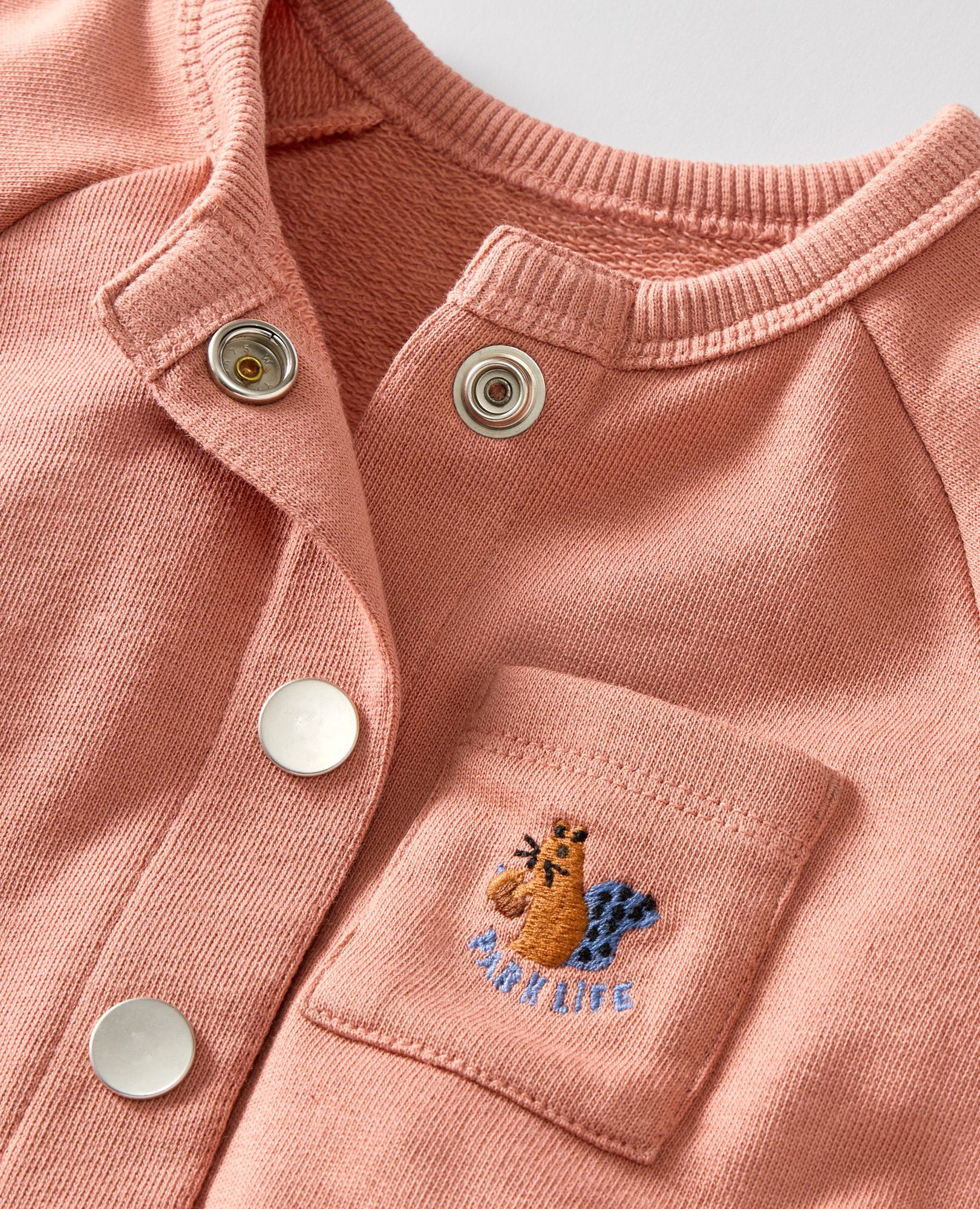 Baby Oversized French Terry Snap Jacket in Rose Dawn - main