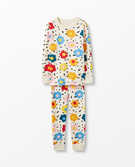 Long John Pajamas in Organic Cotton in Summer Flowers - main