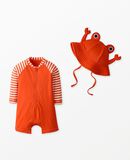 Baby Rashguard & Novelty Swim Hat Set in Crabby Stripe - main