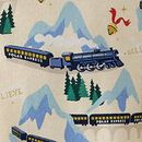 Adult Warner Bros™ Discovery Polar Express Flannel Pajama Top in Polar Express on Almond Oil - swatch