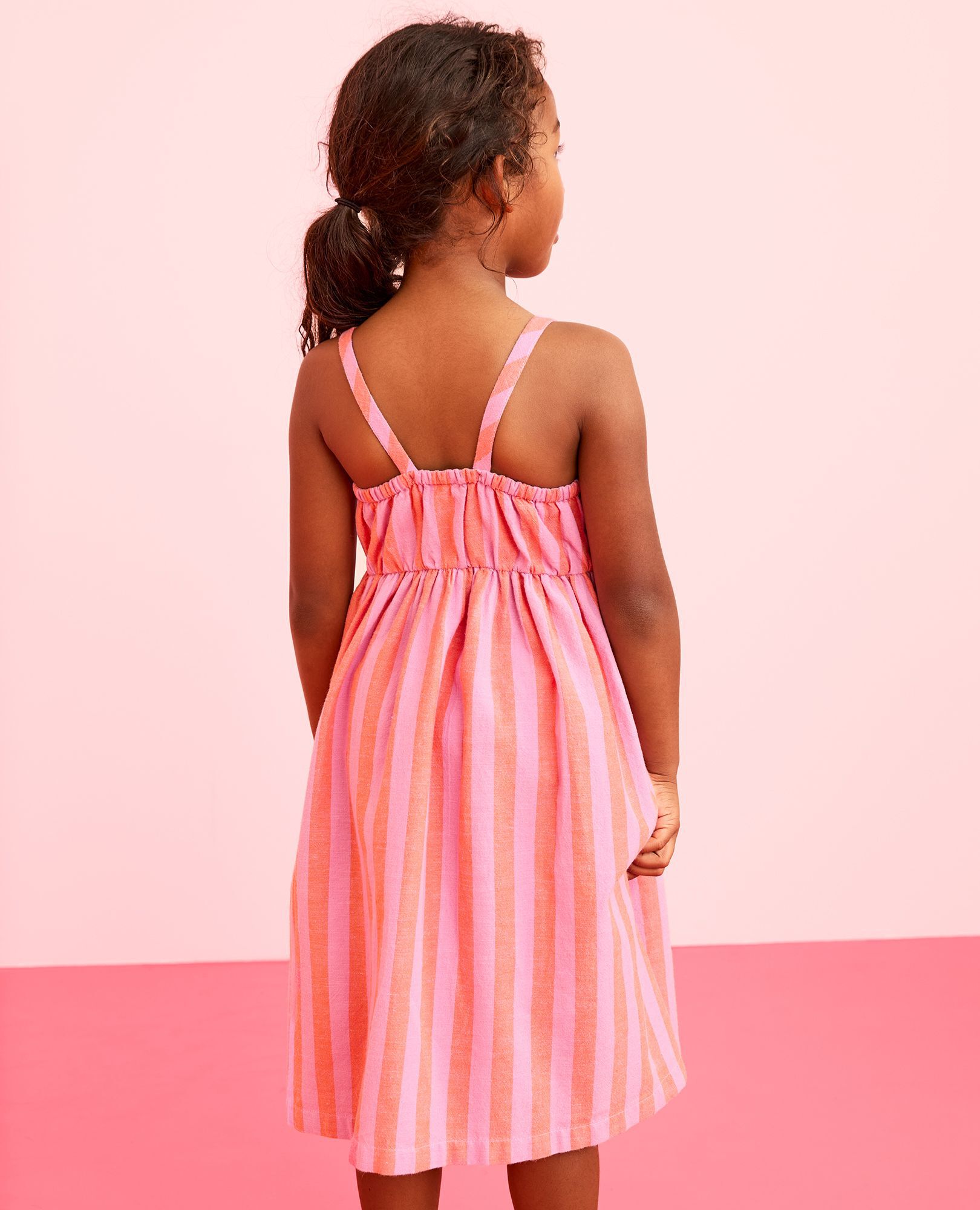 Sleeveless Linen Midi Dress with Pockets in Echinacea/Sun Fire - main