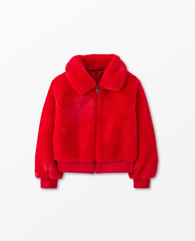 Faux Fur Bomber Jacket in Hanna Red - main