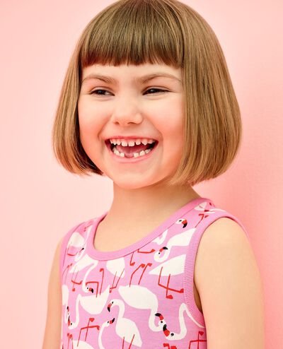 Sleeveless Playground Dress with Pockets in Flamingos on Azalea Pink - main