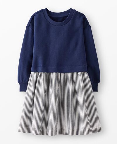 French Terry Mixie Dress in Navy/Ecru - main