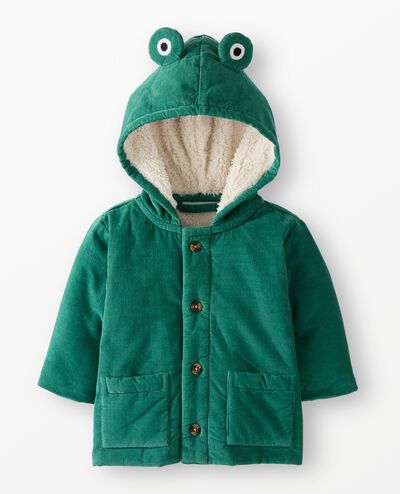 Baby Corduroy Critter Jacket in Frog - main