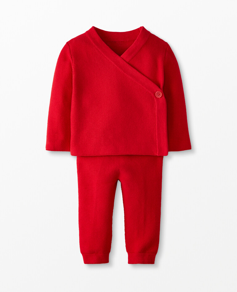Baby Wrap Cardigan & Sweater Legging Set in Hanna Red - main