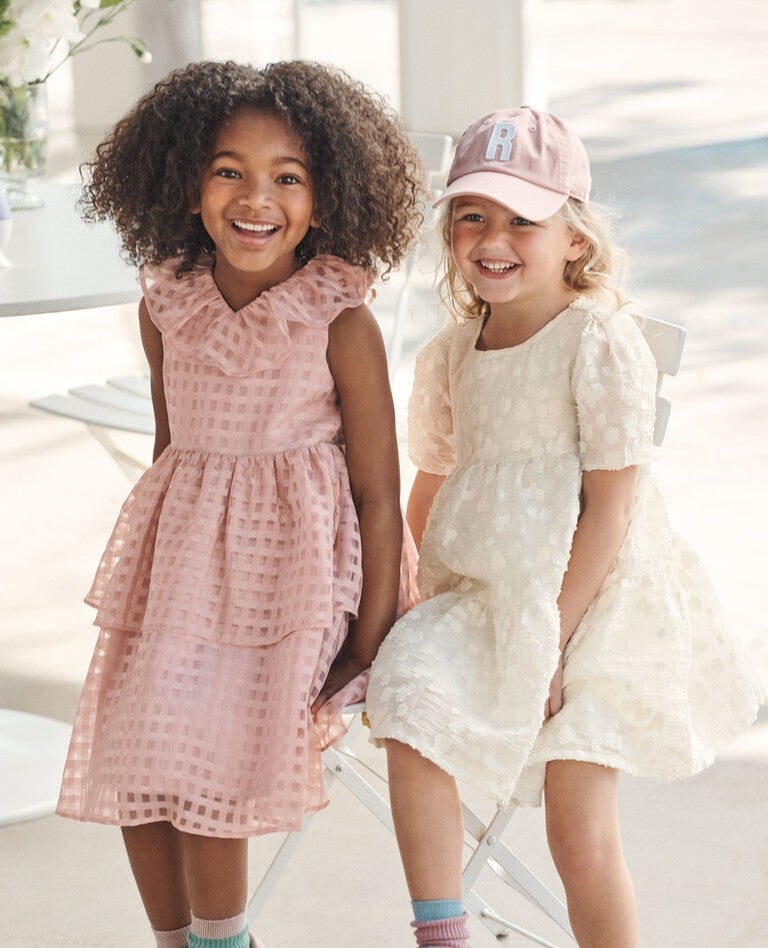 Limited Edition Jacquard Tiered Dress in Ecru - main