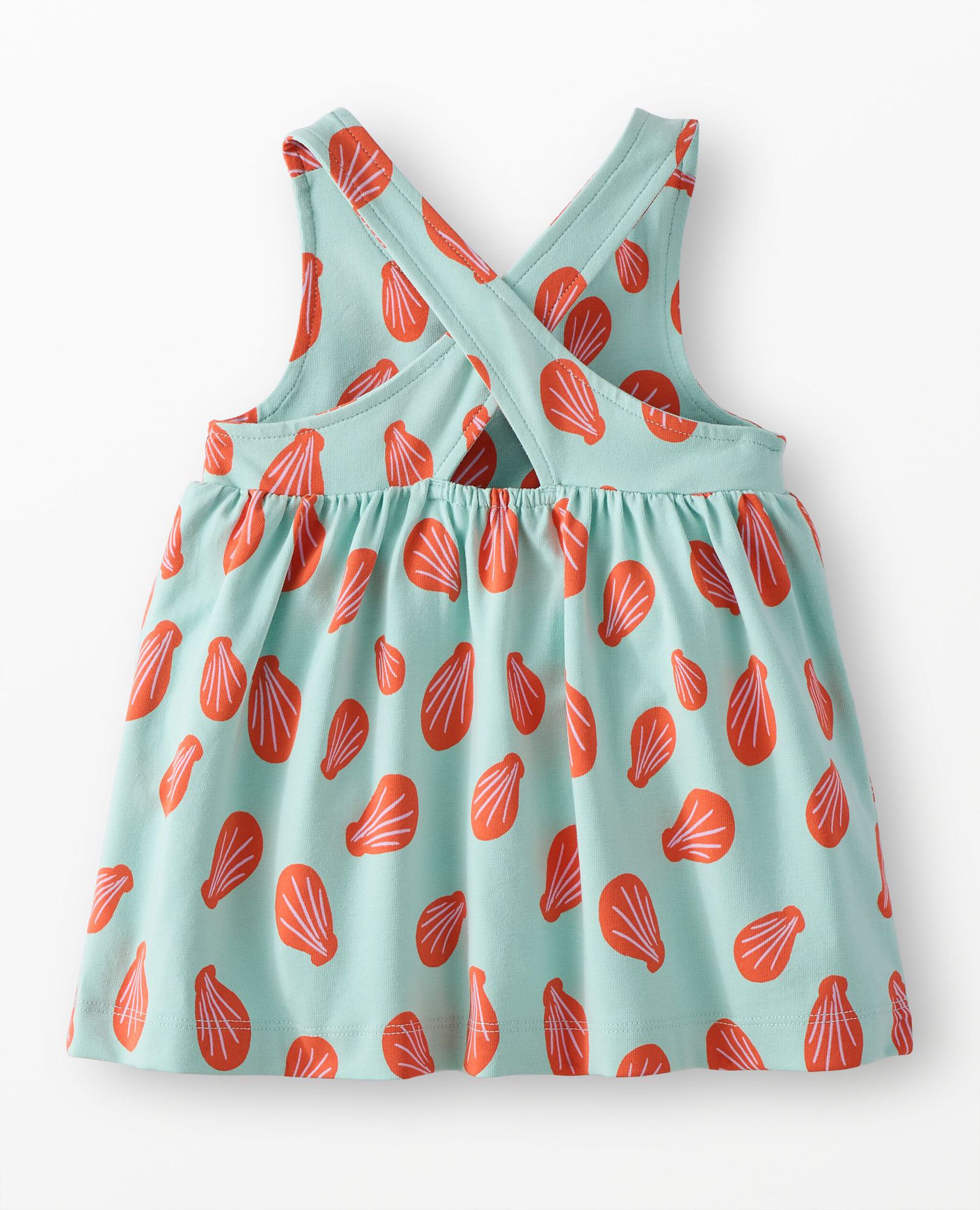 Baby Crossback Dress & Bloomers Set in Seashells on Feather Blue - main