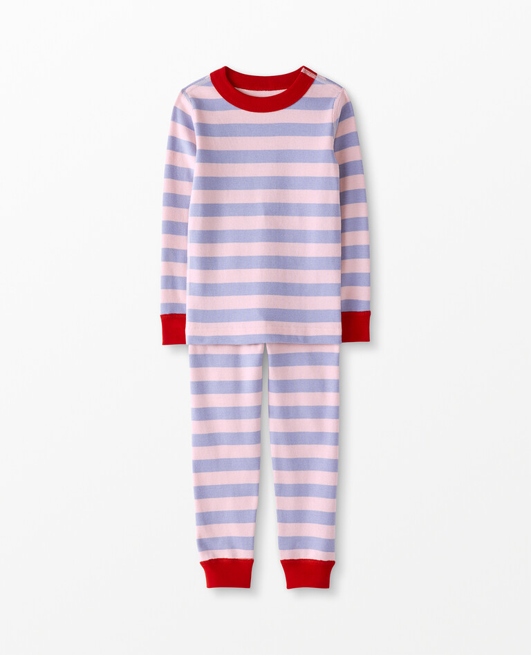 Long John Pajamas In Organic Cotton in Petal Pink/Sweet Lavender - main