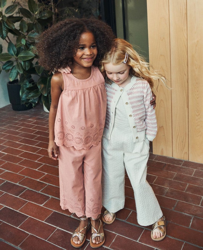 Sleeveless Linen Eyelet Top in Rose Dawn - main
