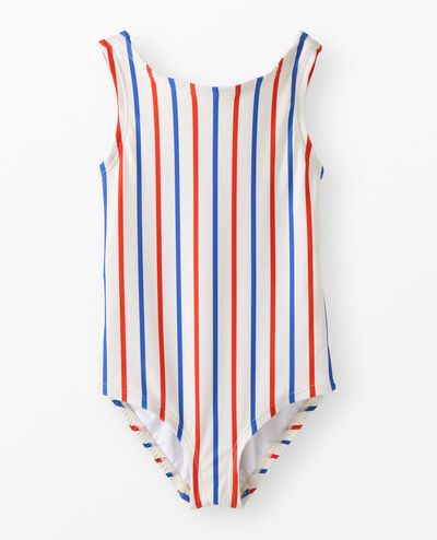 One-Piece Bow Back Swimsuit in RWB Stripe - main