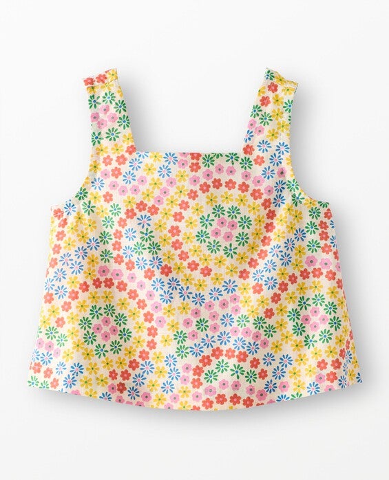Girls' Swirly Floral On Ecru Sleeveless Poplin Top in 100% Cotton - Size Toddler 2 by Hanna Andersson