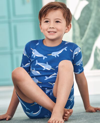 HannaJams™ Pajama Set in Magical Narwhal on Plunge Blue - main