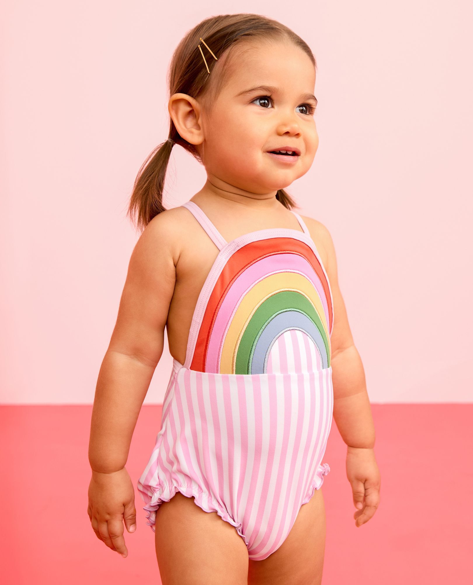 Baby One-Piece Rainbow Swimsuit in Pink Rainbow - main