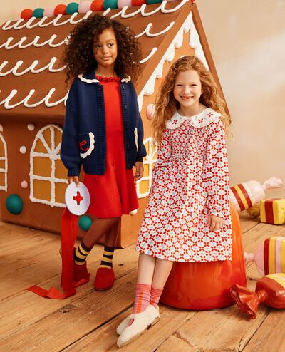 Embroidered Corduroy Dress with Pockets in Geo Floral - main