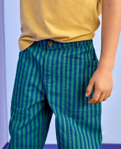 Canvas Barrel Pants in Happy Blue/Bottle Green - main