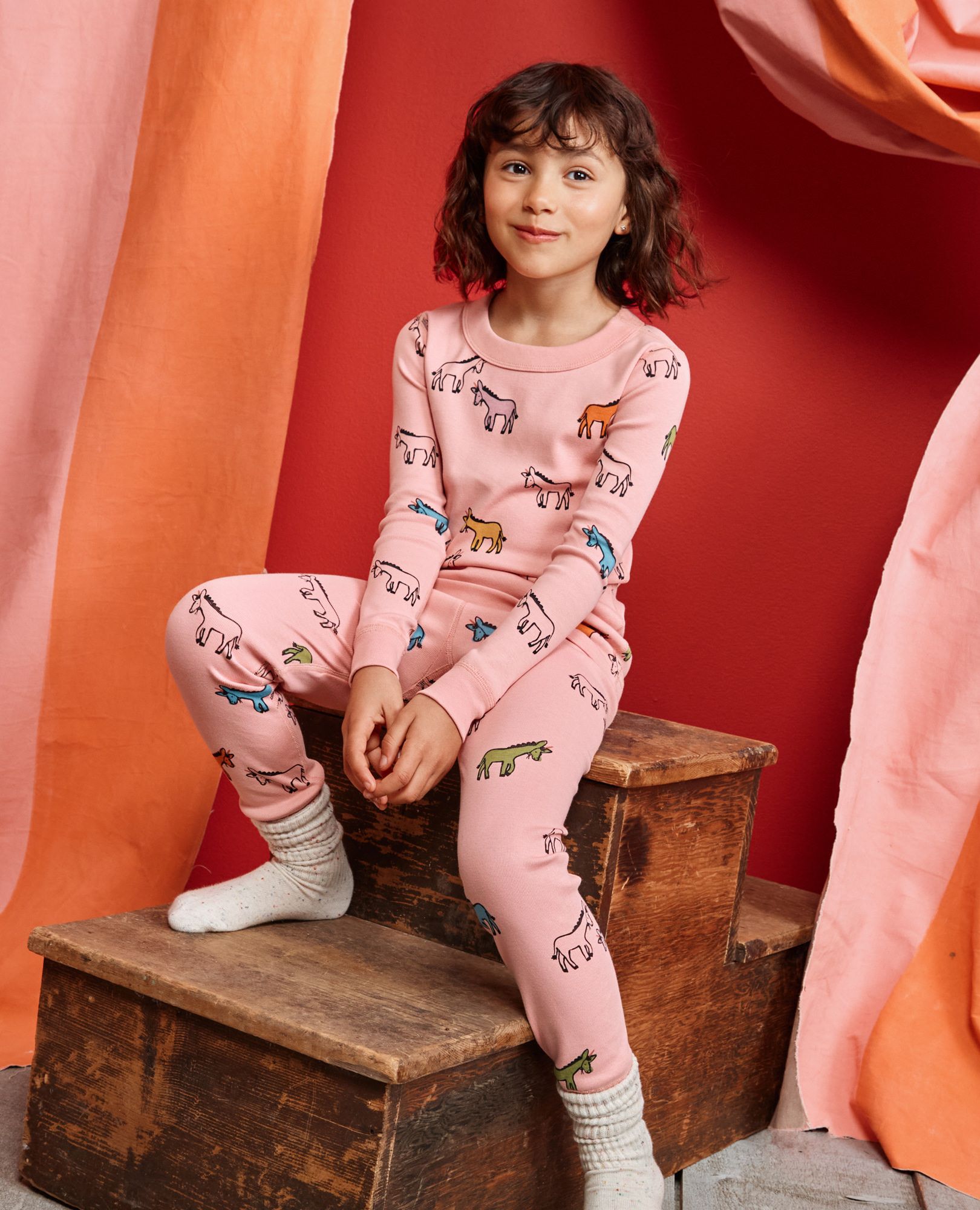 HannaJams™ Pajama Set in Donkeys on Powdered Rose - main