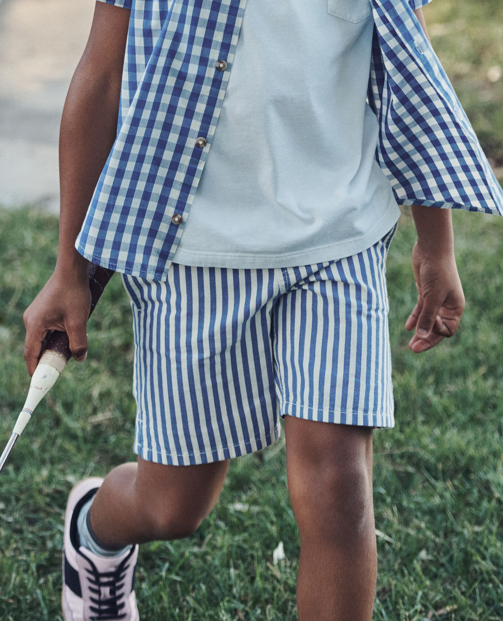 Canvas Chino Shorts in Dutch Blue/Ecru - main