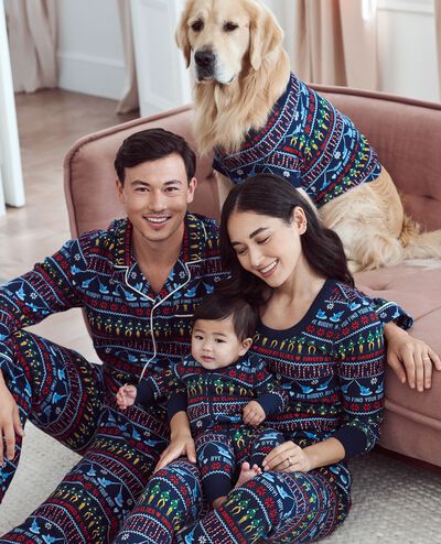 Adult Warner Bros™ Discovery Elf Flannel Pajama Top in Elf Navy - main