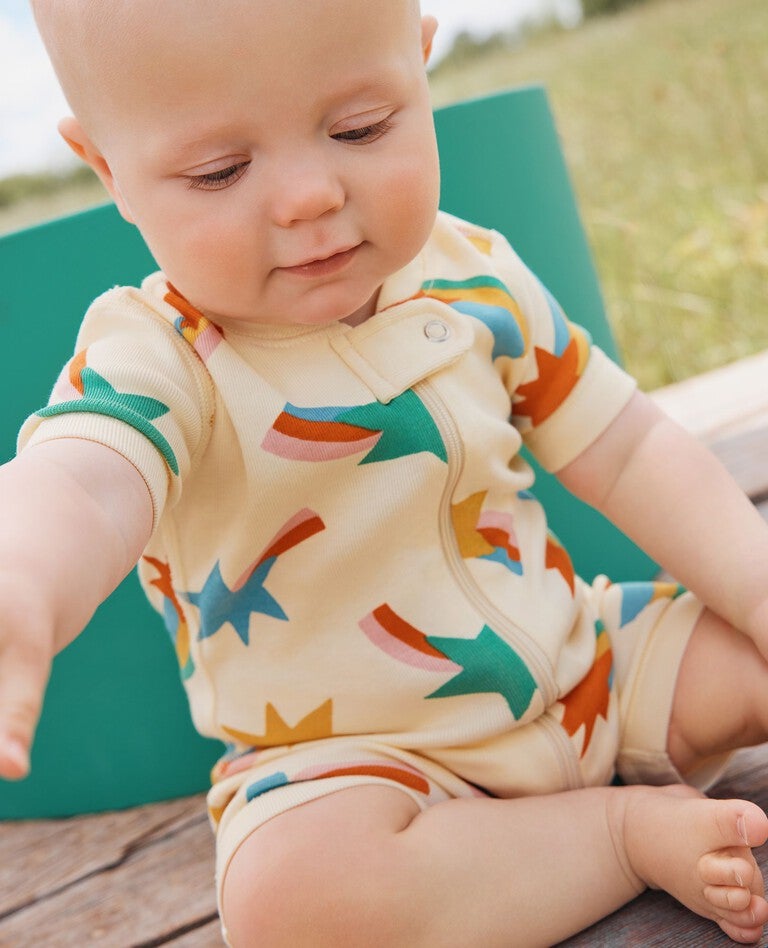 Baby 2-Way Zip Shortie Sleeper in Shooting Stars - main