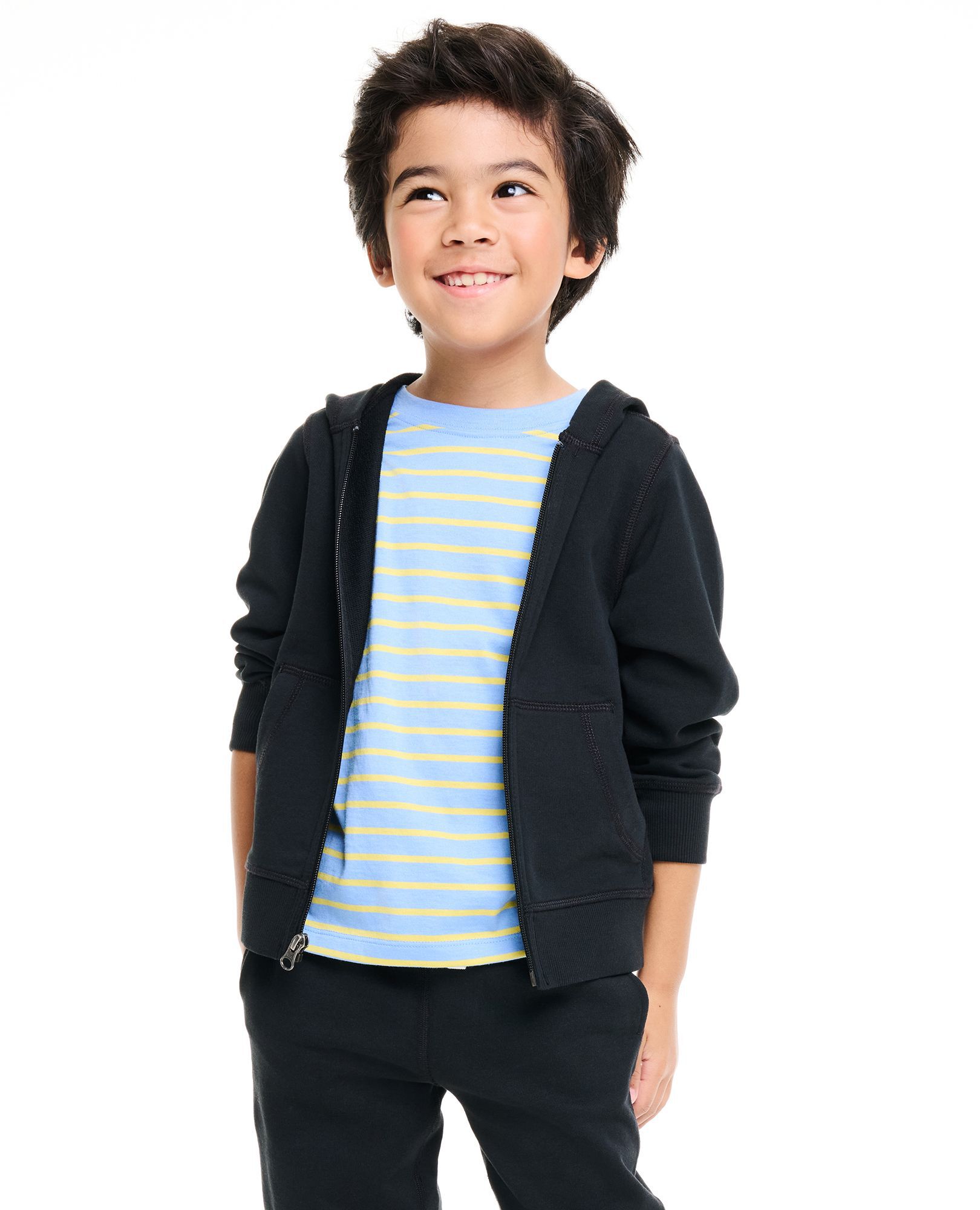 French Terry Hoodie in Black - main