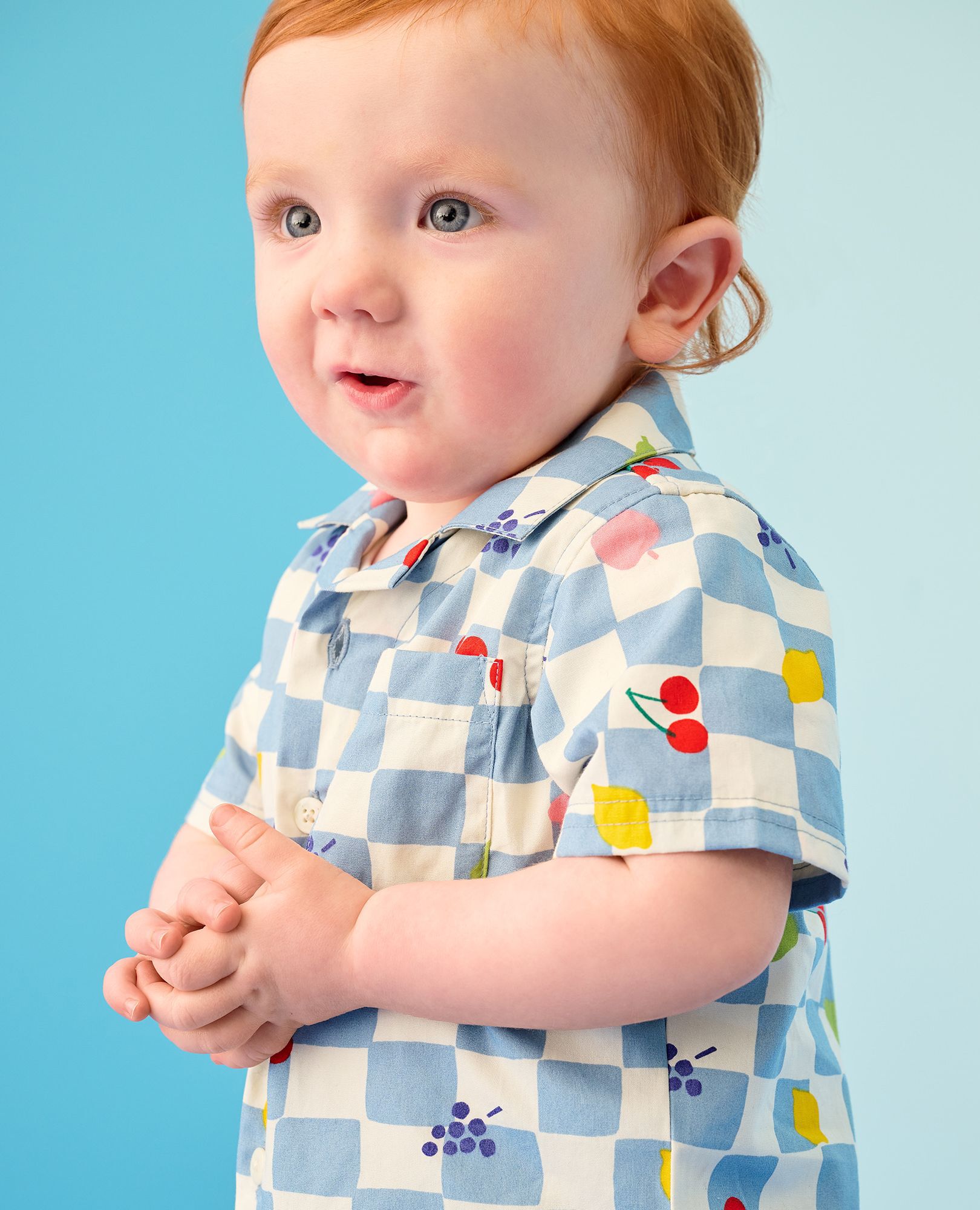 Baby Poplin Button Up Shirt & Shorts Set in Fruit Party - main