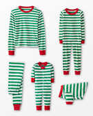 Holiday Green Stripe Matching Family Pajamas in  - main