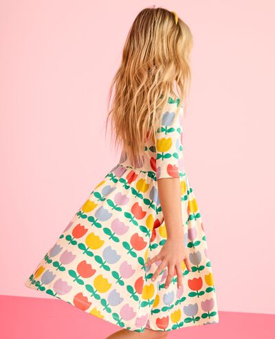 Skater Dress with Pockets in Rainbow Tulips - main
