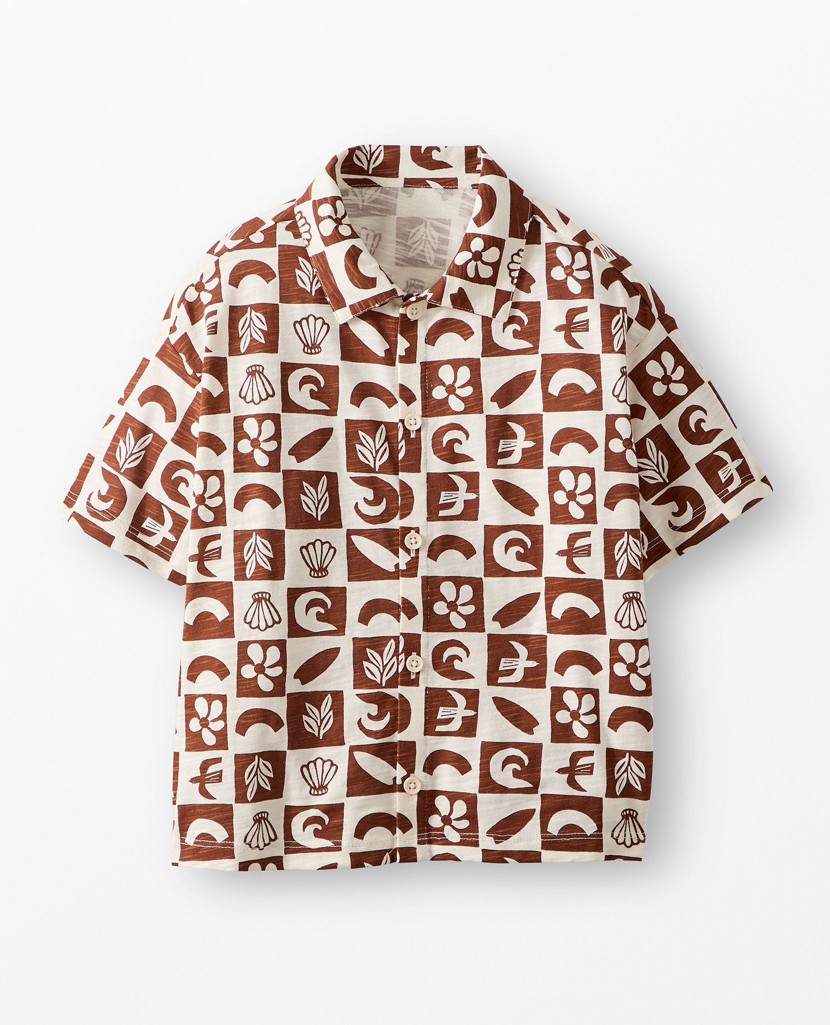 Oversized Button Up Shirt in Tortoise Shell Beachy Checkerboard - main