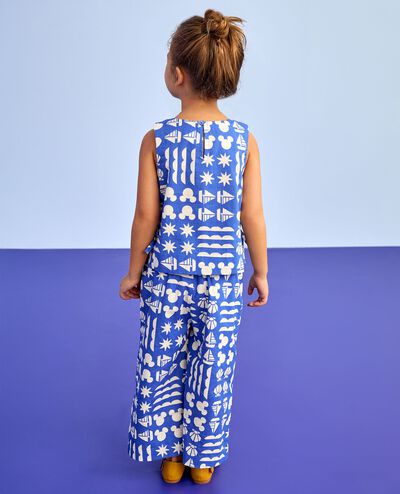 Disney Mickey Mouse Sleeveless Poplin Top & Wide Leg Pants Set in Mickey Mouse Sail Patchwork Blue - main