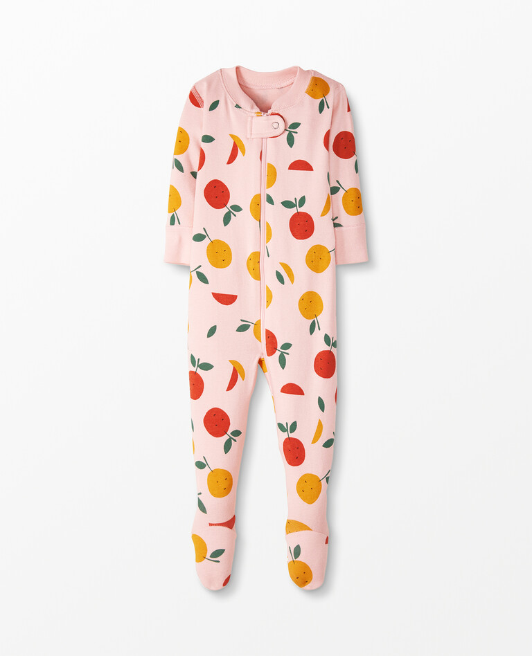 Baby Zip Footed Sleeper In Organic Cotton in Citrus - main