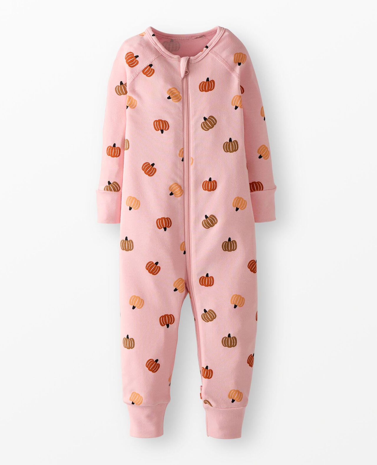 Halloween HannaSoft™ Stretch Sleeper in Tossed Pumpkins on Frosting Pink - main