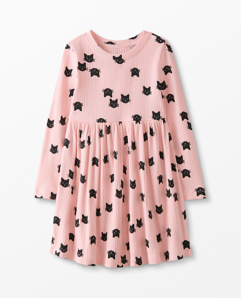 Print Rib Knit Dress in Petal Pink - main