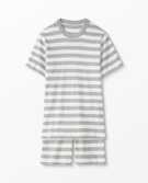 Adult Unisex Short John Pajamas In Organic Cotton in Heather Grey/Hanna White - main