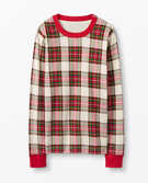 Adult Long John Top In Organic Cotton in Family Holiday Plaid - main