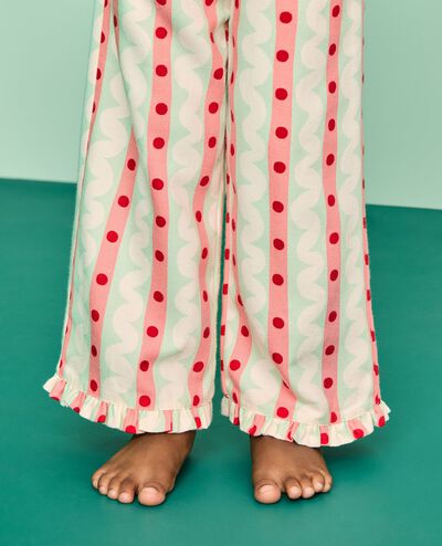 Holiday Flannel Ruffle Pajama Set in Candy Stripes - main