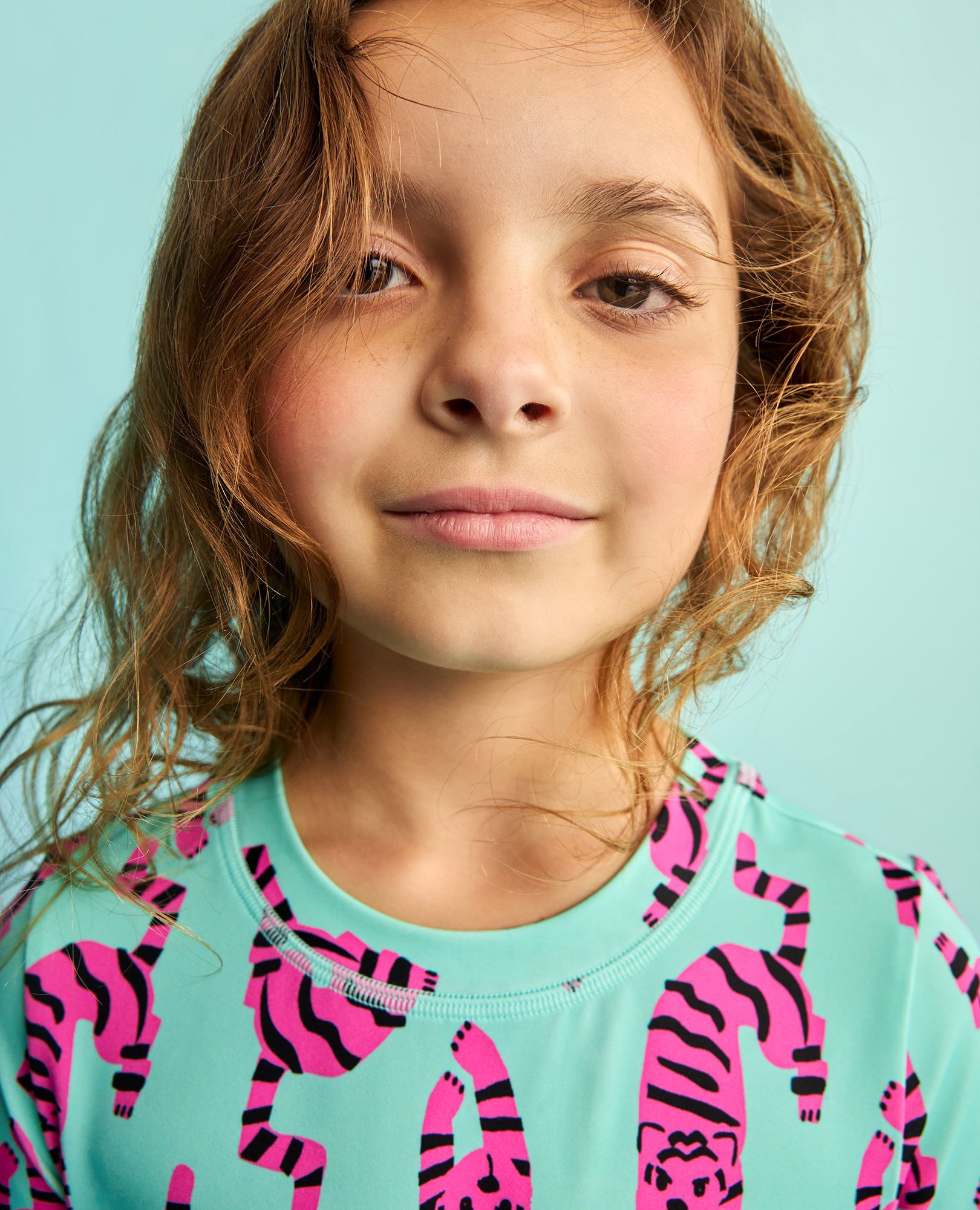 Rashguard Top & Shorts Set in Tiger on Green - main