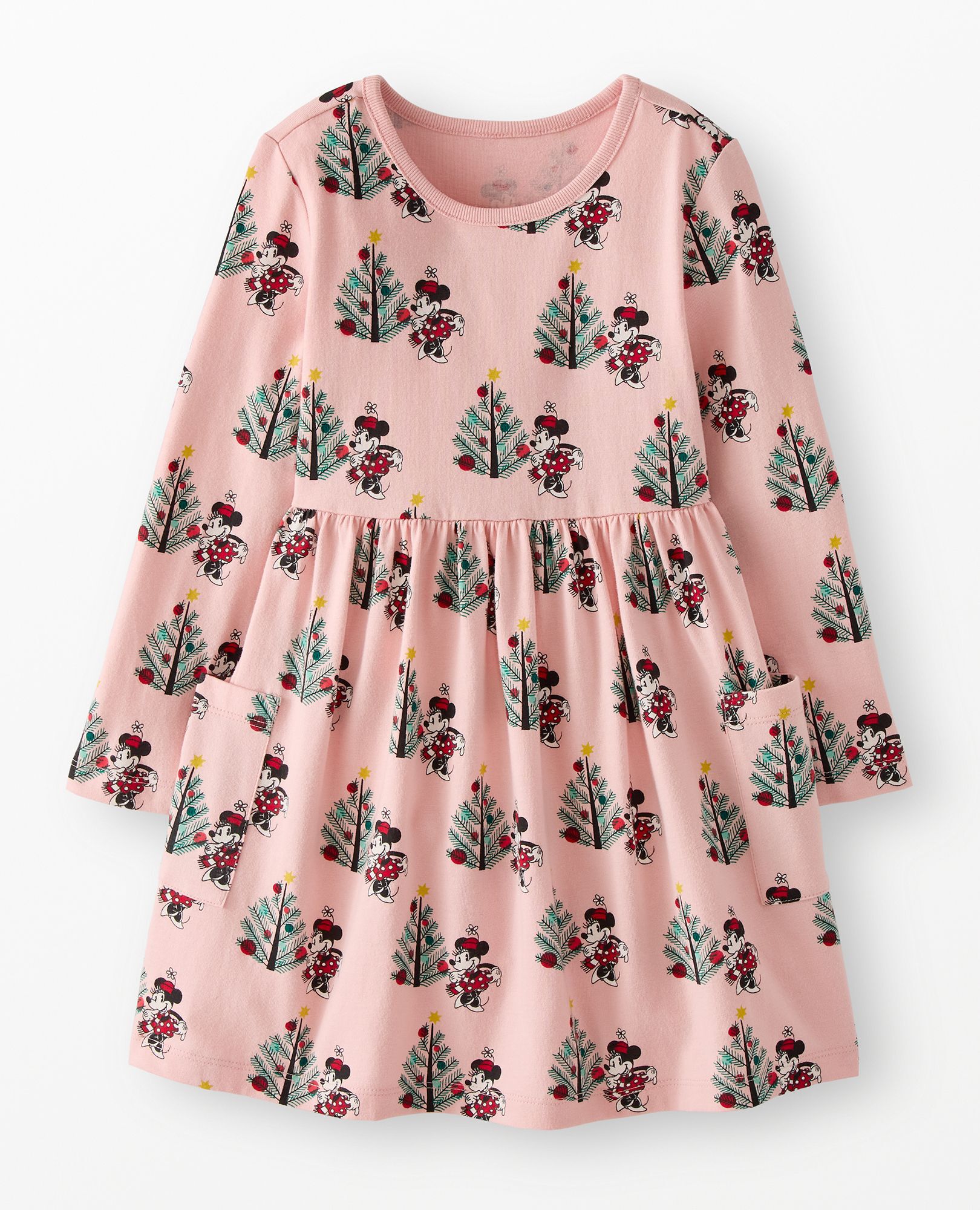 Disney Minnie Mouse Holiday Long Sleeve Playground Dress with Pockets