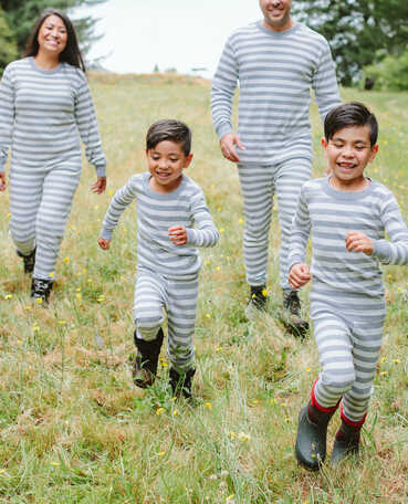 Grey Stripe Matching Family Pajamas