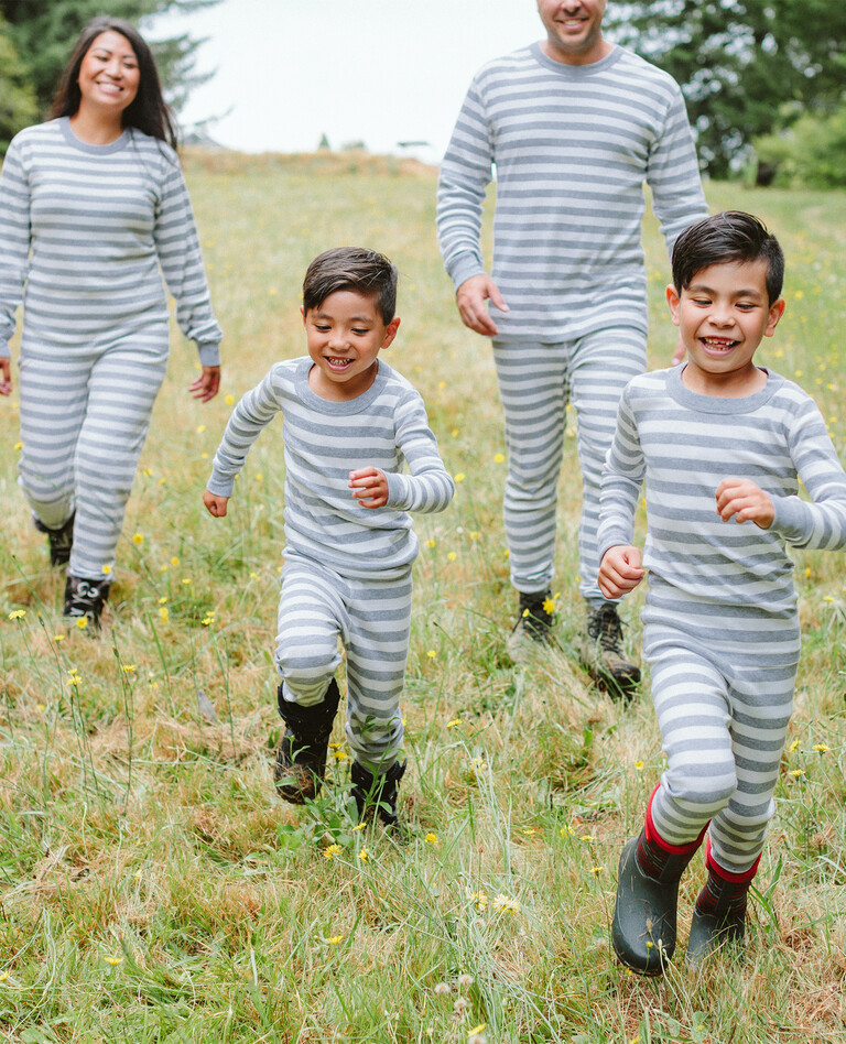 Grey Stripe Matching Family Pajamas in  - main