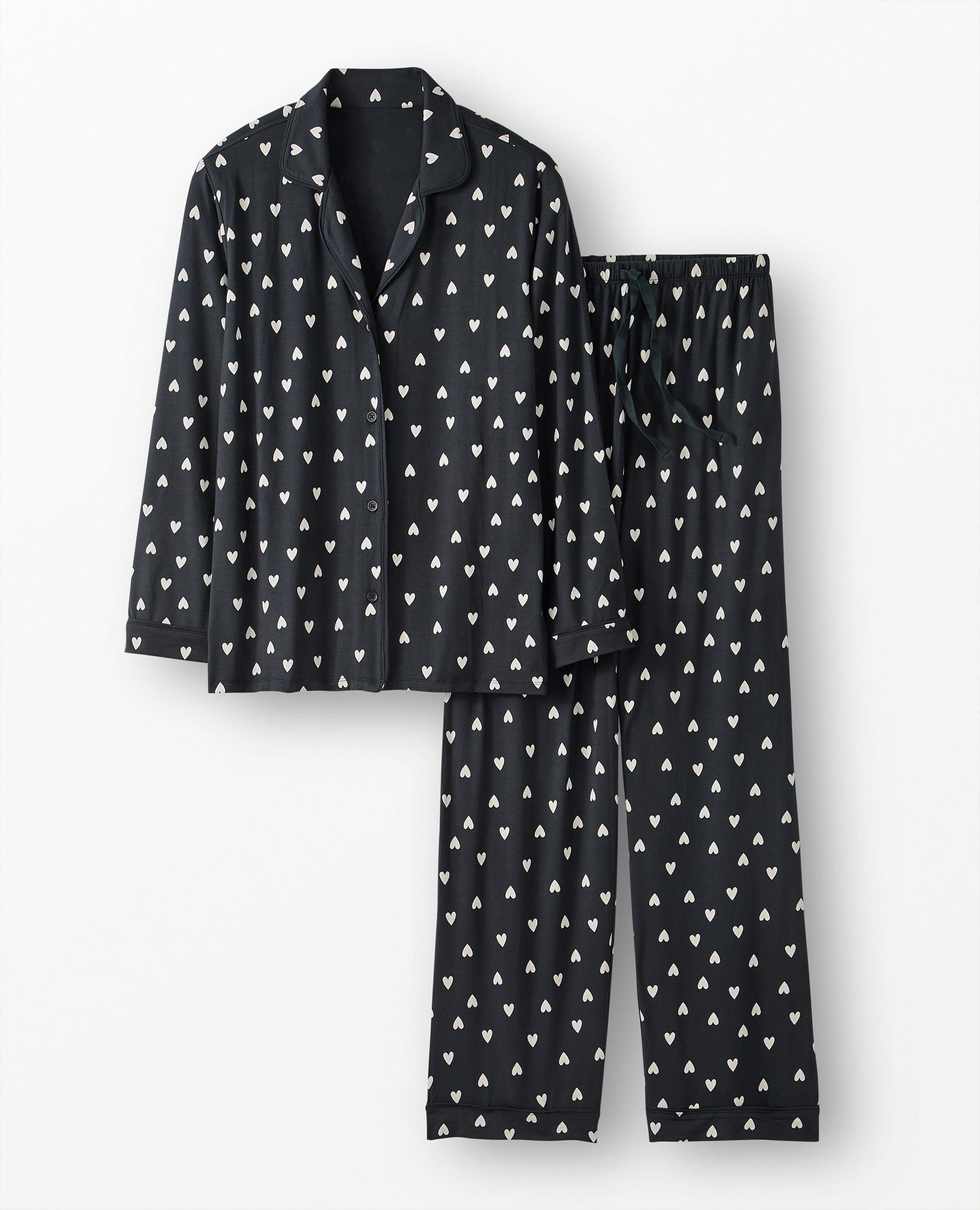 Women's Long Sleeve HannaSoft™ Pajama Set in Flourishing Hearts on Black - main