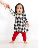 Baby Holiday Dress & Legging Set In Organic Cotton in Little Deer On Navy Blue - main