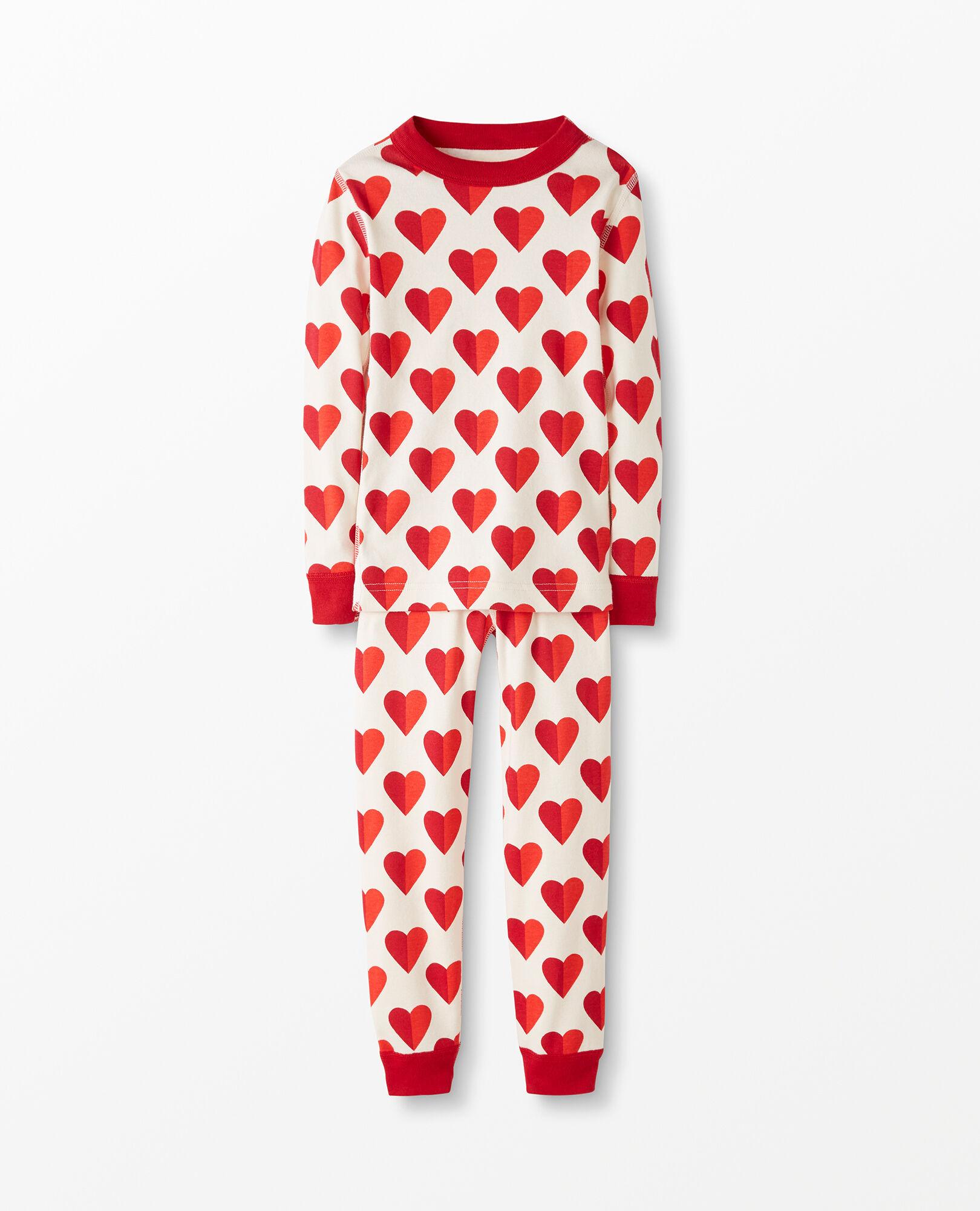 Hanna Andersson 140 10 Girls Pajamas Long John Organic Cotton NEW Pink Hearts 