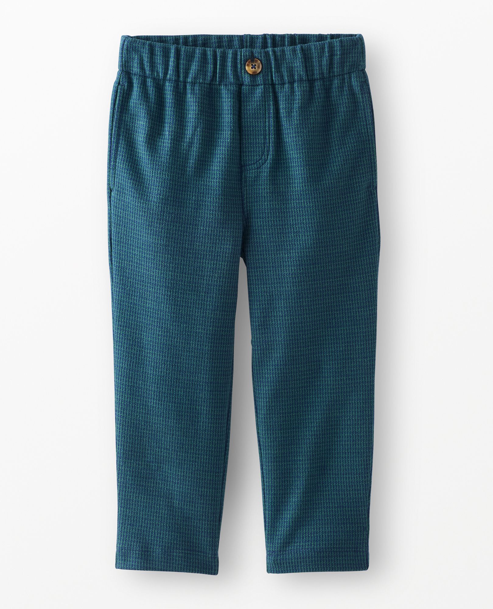 Pull-On Easy Jacquard Pants in Blue/Green Gingham - main
