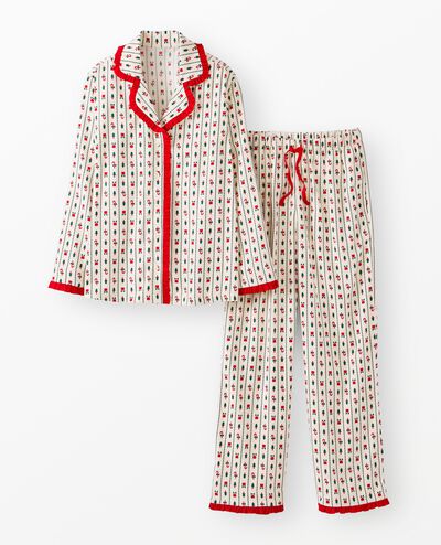 Women's Holiday HannaSoft™ Flannel Pajama Set in Christmas Stripes - main